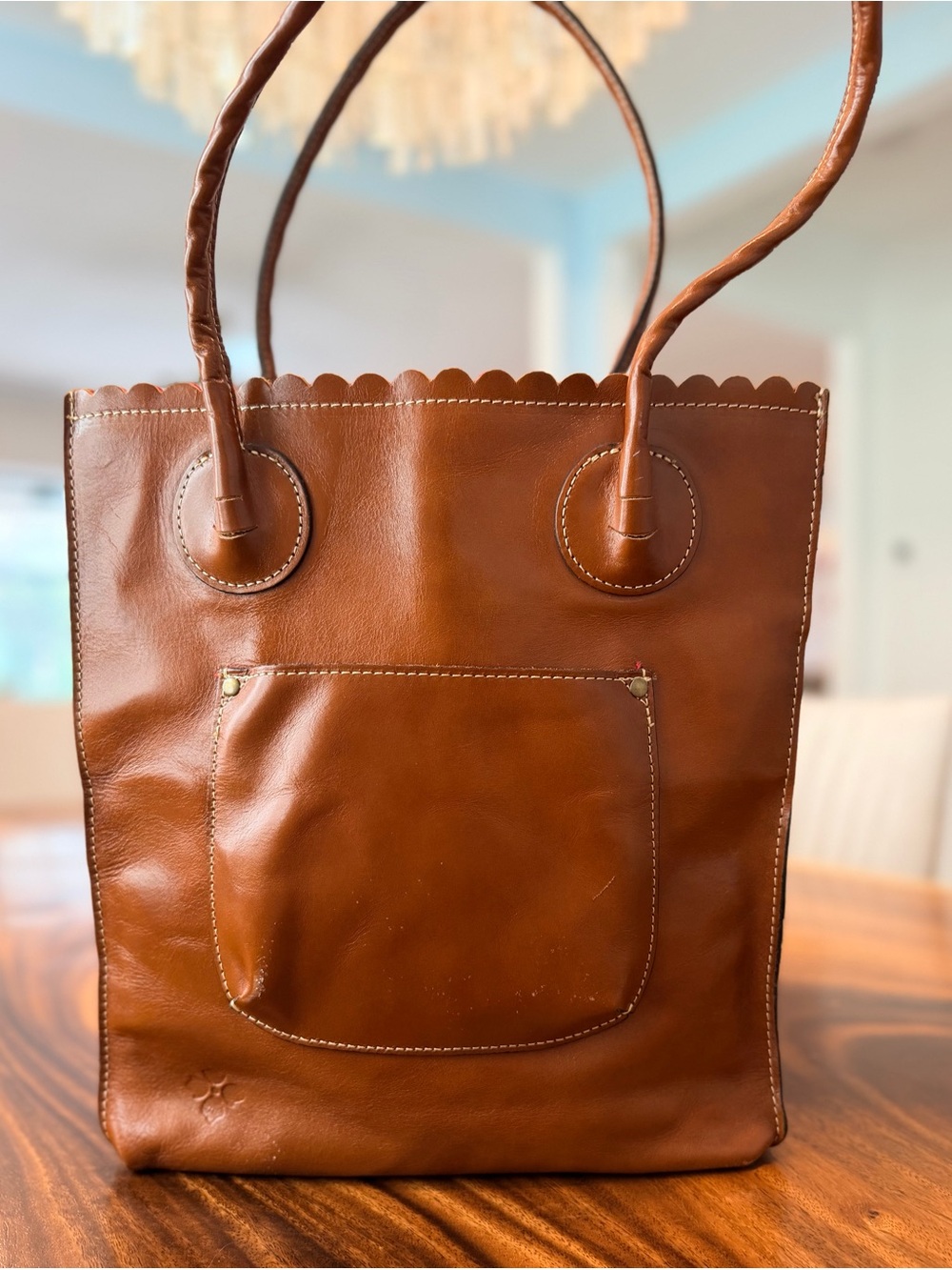Patricia Nash Tooled Leather Floral Cutout Shopper. Gold Leather Underlay. GUC - Picture 10 of 17